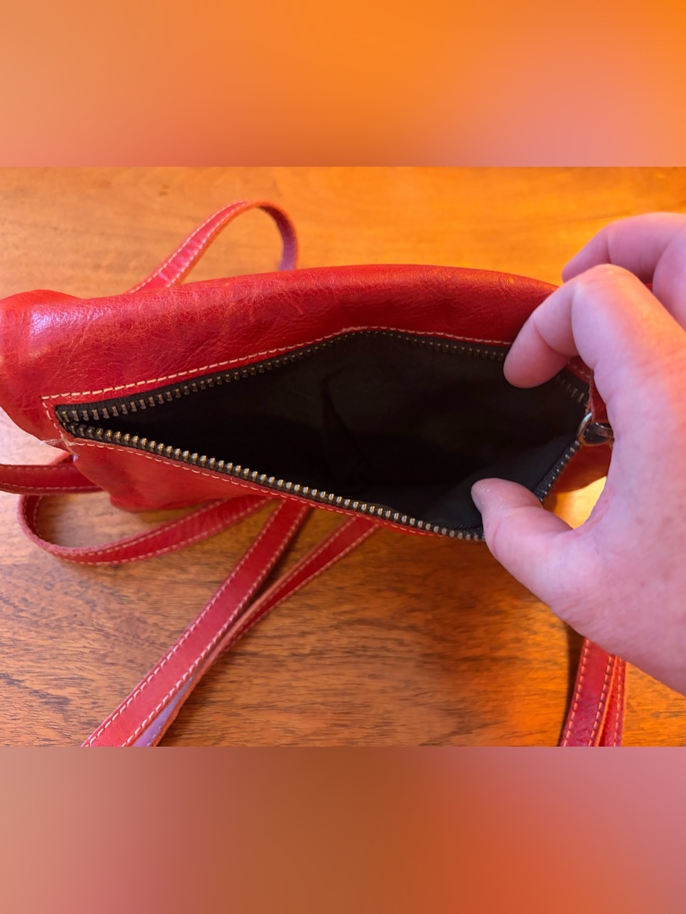 BED|STU Red Leather Crossbody with Adjustable Strap or wristlet - Picture 7 of 12